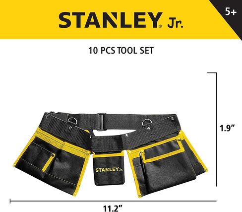 Stanley Jr. 10-Piece Kids Tool Set with Tool Belt Pouch and Real Construction Tools for Pretend Play Toys or Building and Woodworking Activities in Saudi Arabia