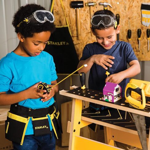 Stanley Jr. 10-Piece Kids Tool Set with Tool Belt Pouch and Real Construction Tools for Pretend Play Toys or Building and Woodworking Activities in Saudi Arabia