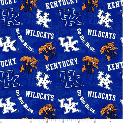 NCAA Kentucky Wildcats 1178 Tone on Tone Blue/White/Orange/Black, Fabric by the Yard in Saudi Arabia
