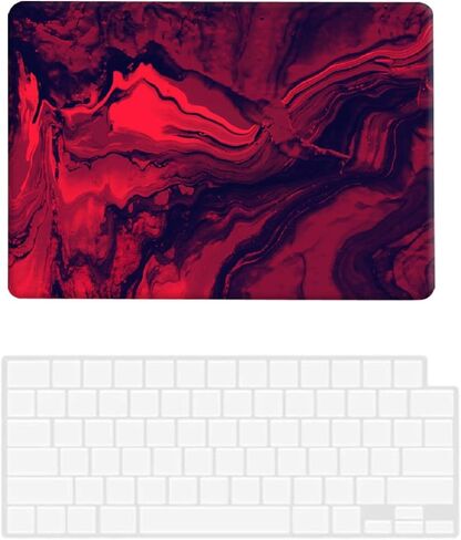 متوافق مع MacBook Pro 13 Inch Case 2021 2020 2019 2018 2017 2016 الإصدار M1 A2338 A2289 A2251 A2159 A1989 A1708 A1706 ، قشرة كمبيوتر محمول بلاستيكية ، جلد مفتاح ، أحمر أسود in Kuwait