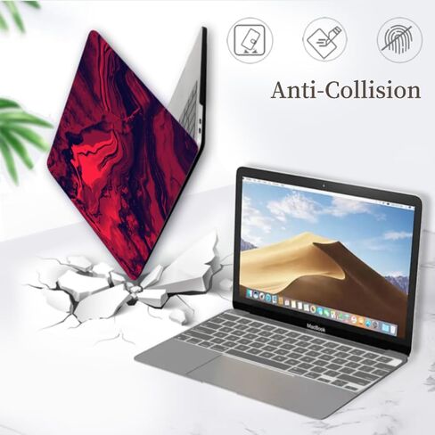 متوافق مع MacBook Pro 13 Inch Case 2021 2020 2019 2018 2017 2016 الإصدار M1 A2338 A2289 A2251 A2159 A1989 A1708 A1706 ، قشرة كمبيوتر محمول بلاستيكية ، جلد مفتاح ، أحمر أسود in Kuwait