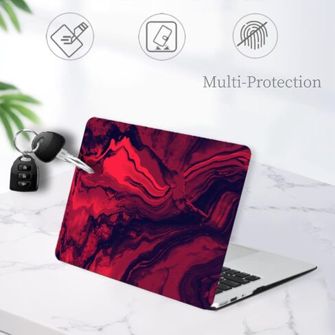 متوافق مع MacBook Pro 13 Inch Case 2021 2020 2019 2018 2017 2016 الإصدار M1 A2338 A2289 A2251 A2159 A1989 A1708 A1706 ، قشرة كمبيوتر محمول بلاستيكية ، جلد مفتاح ، أحمر أسود in Kuwait