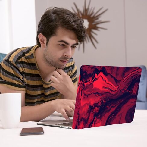 متوافق مع MacBook Pro 13 Inch Case 2021 2020 2019 2018 2017 2016 الإصدار M1 A2338 A2289 A2251 A2159 A1989 A1708 A1706 ، قشرة كمبيوتر محمول بلاستيكية ، جلد مفتاح ، أحمر أسود in Kuwait