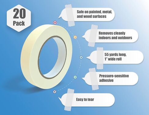 Better Office Products Masking Tape, 1 Inch x 55 Yards, Bulk Pack, White Beige Color, Adhesive Painting Tape, Bulk Pack General Purpose Masking Tape (10 Pack) in Saudi Arabia