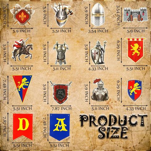 Breling 5 Pcs Medieval Knight Birthday Party Decorations Castle Party Banner Felt Ball Garland Stone Wall Armors Shield Helmets Banner Knight Supplies in Saudi Arabia