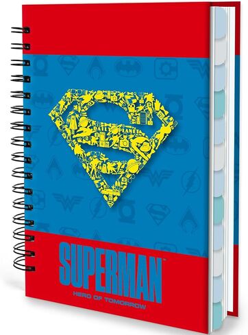 Superhero الكبير المخطط - مخطط الحياة اليومي والأسبوعي والشهري ، 2025 2026 2027 تقويم وعطلات العطل ، علامات التبويب الشهرية ، دفتر ملاحظات حلزوني 12 شهرًا لمستلزمات الهدايا المدرسية (Red Blue) in Kuwait
