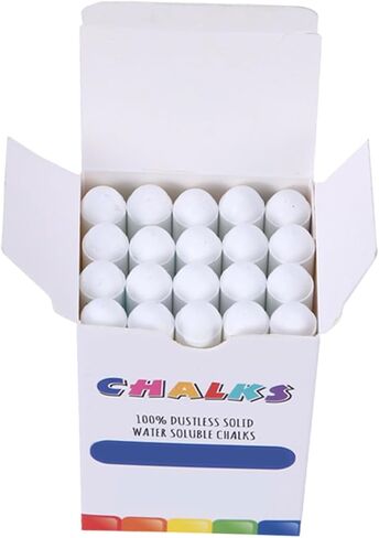 20 PCS Uspless Jumbo Sidewalk طباشير أبيض: مسار الممر القابل للغسل ، الطباشير الطباشيري للبالغين ، ارسم على السبورة ولوحة السوداء والملعب في الهواء الطلق - سهلة محو الماء (أبيض ، مستدير) in Saudi Arabia