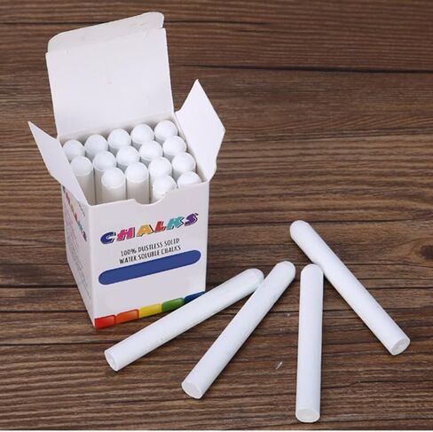 20 PCS Uspless Jumbo Sidewalk طباشير أبيض: مسار الممر القابل للغسل ، الطباشير الطباشيري للبالغين ، ارسم على السبورة ولوحة السوداء والملعب في الهواء الطلق - سهلة محو الماء (أبيض ، مستدير) in Saudi Arabia