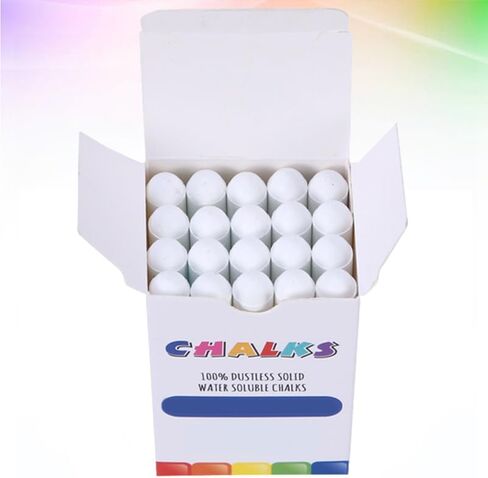 20 PCS Uspless Jumbo Sidewalk طباشير أبيض: مسار الممر القابل للغسل ، الطباشير الطباشيري للبالغين ، ارسم على السبورة ولوحة السوداء والملعب في الهواء الطلق - سهلة محو الماء (أبيض ، مستدير) in Saudi Arabia