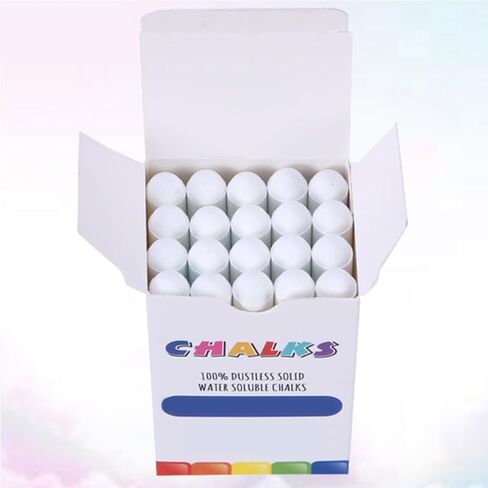 20 PCS Uspless Jumbo Sidewalk طباشير أبيض: مسار الممر القابل للغسل ، الطباشير الطباشيري للبالغين ، ارسم على السبورة ولوحة السوداء والملعب في الهواء الطلق - سهلة محو الماء (أبيض ، مستدير) in Saudi Arabia