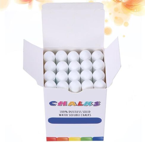 20 PCS Uspless Jumbo Sidewalk طباشير أبيض: مسار الممر القابل للغسل ، الطباشير الطباشيري للبالغين ، ارسم على السبورة ولوحة السوداء والملعب في الهواء الطلق - سهلة محو الماء (أبيض ، مستدير) in Saudi Arabia