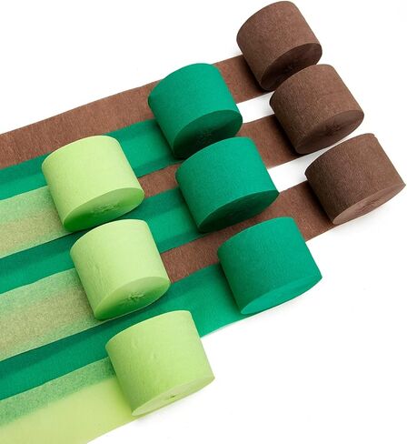 Crepe Paper Streamers 9 Rolls 738 ft Crepe Paper Decorations for Dinosaur Birthday Party, Natural Theme or Green Party(Jungle Green Combo) in Kuwait