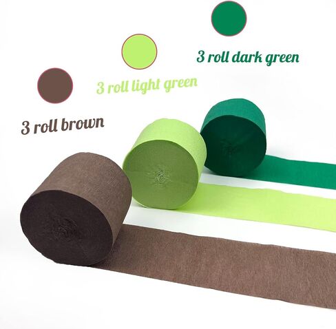 Crepe Paper Streamers 9 Rolls 738 ft Crepe Paper Decorations for Dinosaur Birthday Party, Natural Theme or Green Party(Jungle Green Combo) in Kuwait