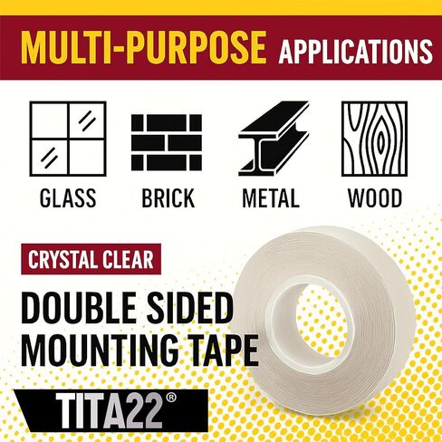 Tita22 ™ شريط تثبيت مزدوج على الوجهين-0.8 بوصة ، والخدمة الثقيلة ، لاصق قوي ، قابلة للإزالة وخالية من البقايا ، لزجة للجدران ، والزجاج ، والمعادن ، والخشب والمزيد (16.4 قدم) in Saudi Arabia