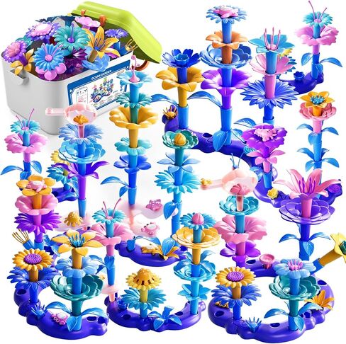 155 PCS 3 سنوات هدايا فتاة ، لبناء حديقة الزهور مجموعة لعبة Toddlers Toys Gifts أفضل التعلم التعليمي غرامة DIY مجموعة التراهن في الجثث ، لمدة 3 4 5 6 7 سنة عيد ميلاد الأطفال in Kuwait