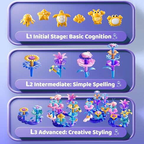 155 PCS 3 سنوات هدايا فتاة ، لبناء حديقة الزهور مجموعة لعبة Toddlers Toys Gifts أفضل التعلم التعليمي غرامة DIY مجموعة التراهن في الجثث ، لمدة 3 4 5 6 7 سنة عيد ميلاد الأطفال in Kuwait