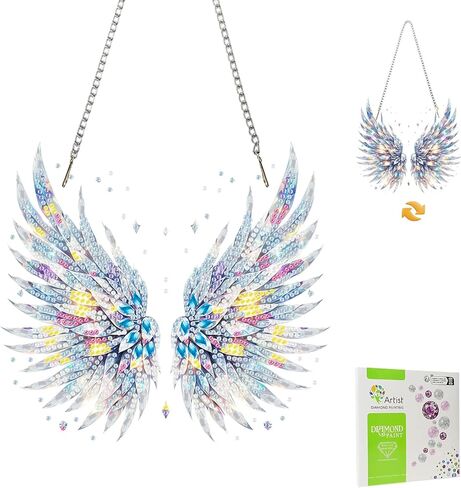 Masendp Hanging Diamond Art Kits for Adults, Special Shaped Feather of Light Diamond Painting Pendant Ornaments Kit DIY Crystal Rhinestone Gem for Home Decoration and Gifts in Saudi Arabia