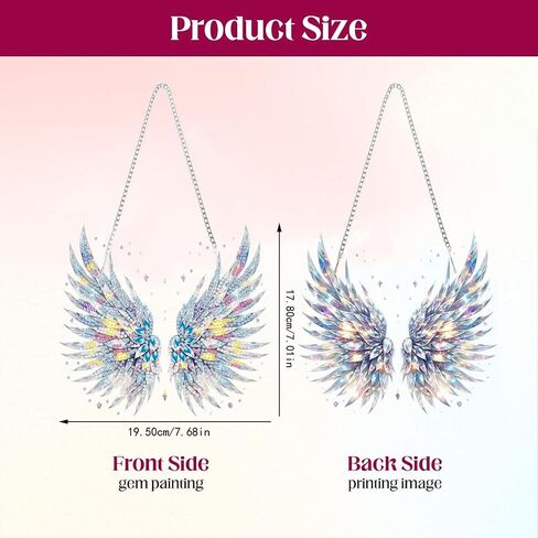 Masendp Hanging Diamond Art Kits for Adults, Special Shaped Feather of Light Diamond Painting Pendant Ornaments Kit DIY Crystal Rhinestone Gem for Home Decoration and Gifts in Saudi Arabia