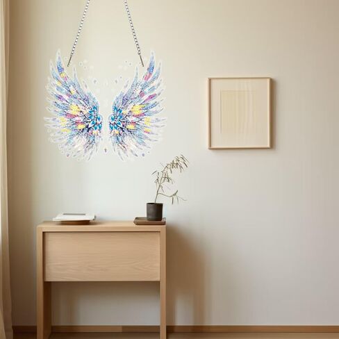 Masendp Hanging Diamond Art Kits for Adults, Special Shaped Feather of Light Diamond Painting Pendant Ornaments Kit DIY Crystal Rhinestone Gem for Home Decoration and Gifts in Saudi Arabia