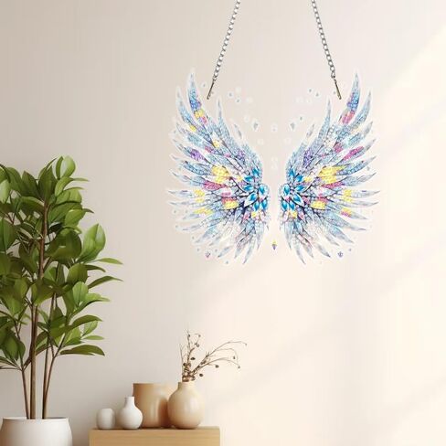 Masendp Hanging Diamond Art Kits for Adults, Special Shaped Feather of Light Diamond Painting Pendant Ornaments Kit DIY Crystal Rhinestone Gem for Home Decoration and Gifts in Saudi Arabia