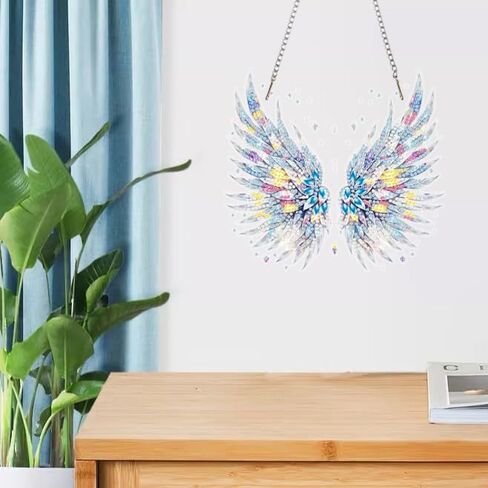 Masendp Hanging Diamond Art Kits for Adults, Special Shaped Feather of Light Diamond Painting Pendant Ornaments Kit DIY Crystal Rhinestone Gem for Home Decoration and Gifts in Saudi Arabia