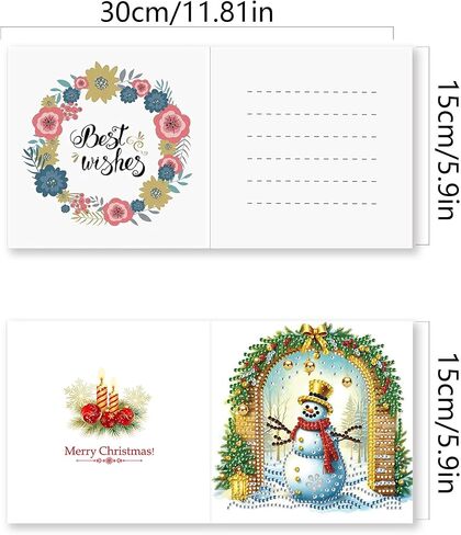 بطاقات المعايدة DoxQCCS DIY الماس ، فني التطريز مجموعات بطاقات الحرف ، Daisy Diamond Art Painting Card Card Arts لعيد ميلاد عيد الميلاد هدية-#19-12pc Snowman in Kuwait