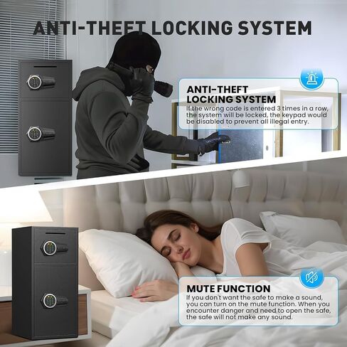 Large Double Door Safe Box Fireproof Waterproof, 7.0 Cu ft Security Safe with LED Light and Dual Alarm System, Home Safes Digital Keypad and Mute Function, Security Lock Box for Money and Valuables in Saudi Arabia