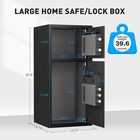 Large Double Door Safe Box Fireproof Waterproof, 7.0 Cu ft Security Safe with LED Light and Dual Alarm System, Home Safes Digital Keypad and Mute Function, Security Lock Box for Money and Valuables in Saudi Arabia