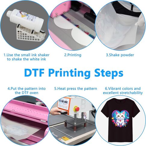 حبر DTF White ، حبر DTF Premium يمنع نقل حرارة الترسيب مباشرة إلى طباعة تي شيرت للأفلام لـ Epson Printhead L1800 I3200 XP600 البياض والتغطية العالية (2x1000ml حبر أبيض+شاكر) in Kuwait