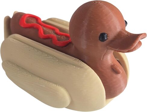 Hot Dog Duck تمثال - Swank Desktop Decorible Decorible للمكتب أو الرف أو الهدايا - النحت على الحيوانات الجديدة للمراهقين والكبار - مطبوع ثلاثي الأبعاد في كندا in Kuwait