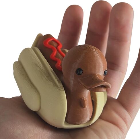 Hot Dog Duck تمثال - Swank Desktop Decorible Decorible للمكتب أو الرف أو الهدايا - النحت على الحيوانات الجديدة للمراهقين والكبار - مطبوع ثلاثي الأبعاد في كندا in Kuwait