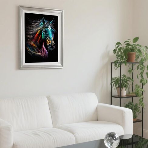 UIBDVKS 5D Diamond Painting Kits for Adults Colored Horses Gem Art, DIY Full Drill Wall Decor, Relaxing Craft Gift for Women Men 12x16 inch in Saudi Arabia