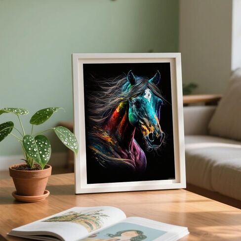 UIBDVKS 5D Diamond Painting Kits for Adults Colored Horses Gem Art, DIY Full Drill Wall Decor, Relaxing Craft Gift for Women Men 12x16 inch in Saudi Arabia