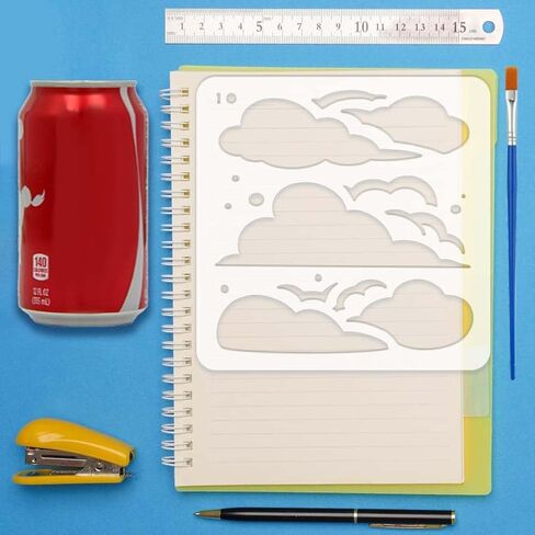 FINGERINSPIRE Layers Clouds Stencil with a Paint Brush 5.9x5.9inch Sky Clouds Nature Stencil Reusable Clouds Painting Stencil Nature Theme Clouds Drawing Stencil for Wall Tiles Floor Paper Furniture in Saudi Arabia
