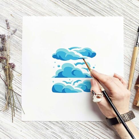 FINGERINSPIRE Layers Clouds Stencil with a Paint Brush 5.9x5.9inch Sky Clouds Nature Stencil Reusable Clouds Painting Stencil Nature Theme Clouds Drawing Stencil for Wall Tiles Floor Paper Furniture in Saudi Arabia