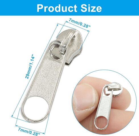 Piutouyar 200 Pack #3 Zipper Sliders استبدال ، يسحب Silver Zipper بالجملة لمجموعات إصلاح السوستة من نايلون لفائف الأمتعة لأكياس الأكياس in Kuwait
