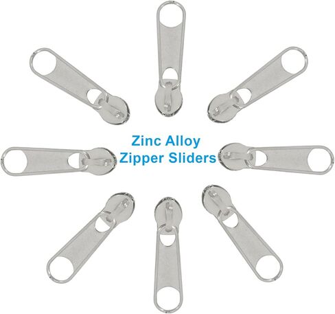 Piutouyar 200 Pack #3 Zipper Sliders استبدال ، يسحب Silver Zipper بالجملة لمجموعات إصلاح السوستة من نايلون لفائف الأمتعة لأكياس الأكياس in Kuwait