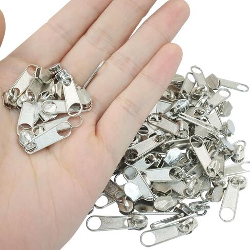 Piutouyar 200 Pack #3 Zipper Sliders استبدال ، يسحب Silver Zipper بالجملة لمجموعات إصلاح السوستة من نايلون لفائف الأمتعة لأكياس الأكياس in Kuwait