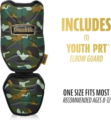 Franklin Sports Baseball Elbow Guard - سلسلة PRT للبيسبول للبالغين + درع الكوع اللينة للضرب - الكوع الواقي + وسادة الساعد - ضاربو اليد اليمنى + اليسرى - أسود/ذهبي - مقاس واحد - للبالغين in Kuwait