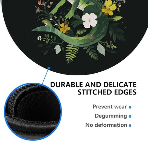Tropical Green Alligator Floral Mouse Pad, Black Botanical Design, Rubber Non-Slip Washable Gaming Pad for Home and Office Use Square 8x10 Inch in Saudi Arabia