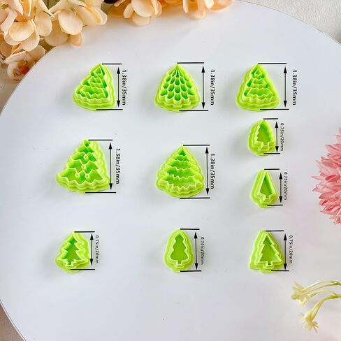 10pcs Christmas Tree Polymer Clay Cutter Sets, Clay Cutters for Clay Jewelry, Clay Cutters for Earrings Square, Polymer Clay Kit for DIY Tools Jewelry Earrings Making in Saudi Arabia