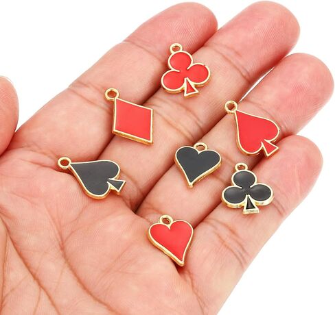 PATIKIL 50pcs Hearts Charm, Spades Bracelet Charm Pendants Poker Bulk Playing Cards Resin Alloy for Jewelry Making Bracelet in Saudi Arabia