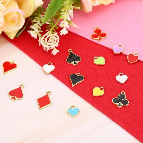 PATIKIL 50pcs Hearts Charm, Spades Bracelet Charm Pendants Poker Bulk Playing Cards Resin Alloy for Jewelry Making Bracelet in Saudi Arabia