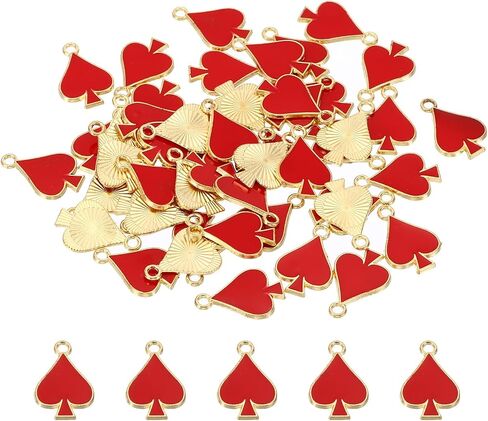 PATIKIL 50pcs Hearts Charm, Spades Bracelet Charm Pendants Poker Bulk Playing Cards Resin Alloy for Jewelry Making Bracelet in Saudi Arabia