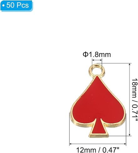 PATIKIL 50pcs Hearts Charm, Spades Bracelet Charm Pendants Poker Bulk Playing Cards Resin Alloy for Jewelry Making Bracelet in Saudi Arabia