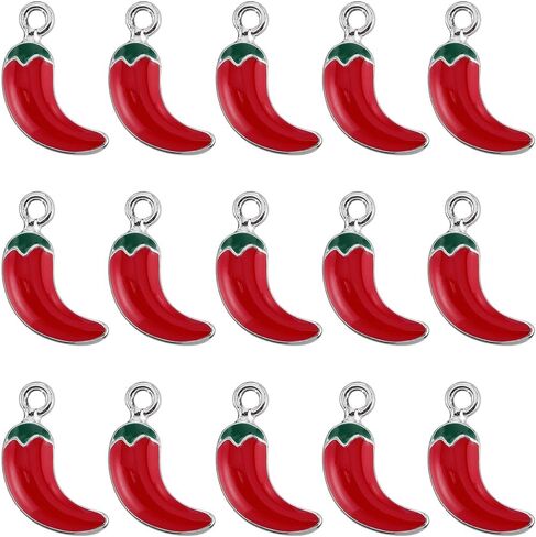 Sunnyclue 1 Box 40pcs Chili Pepper Charms Bulk Red Chili Charm Silver Alloy mayel Cinco de Mayo Meo Mexican Fiesta Chili Charms for Jewelry Making Charms Supplies Diy Crafts Neckleace Bricleace in Saudi Arabia