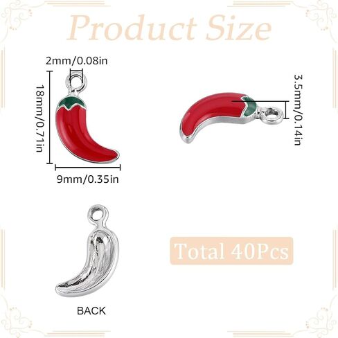 Sunnyclue 1 Box 40pcs Chili Pepper Charms Bulk Red Chili Charm Silver Alloy mayel Cinco de Mayo Meo Mexican Fiesta Chili Charms for Jewelry Making Charms Supplies Diy Crafts Neckleace Bricleace in Saudi Arabia