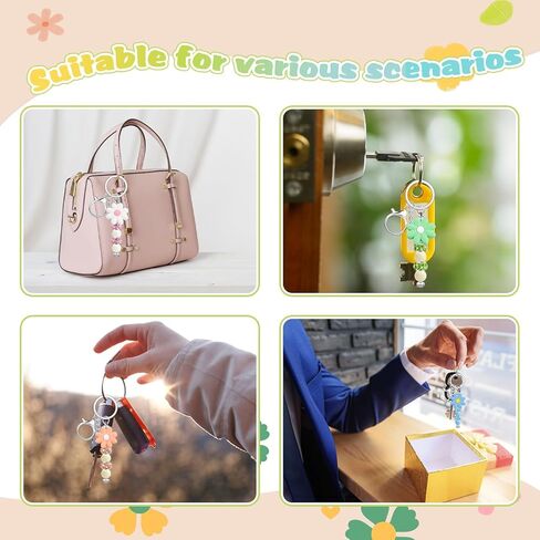 204 Pcs Beadable Keychain Making Kit, Including 24 Pcs Beadable Keychains Bars Blanks, Sunflower Silicone Beads, 60 Spacer Beads, 100 Acrylic Bead for DIY Crafts Jewelry Making Gift (Pink) in Kuwait