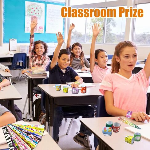 60 Pcs Slap Bracelets for Kids, Bulk Party Favors Wristbands with Animal, Friendship & Heart Designs, Classroom Prizes, Goodie Bag Fillers, Birthday Party Supplies, Carnival Rewards, Stocking Stuffers in Kuwait