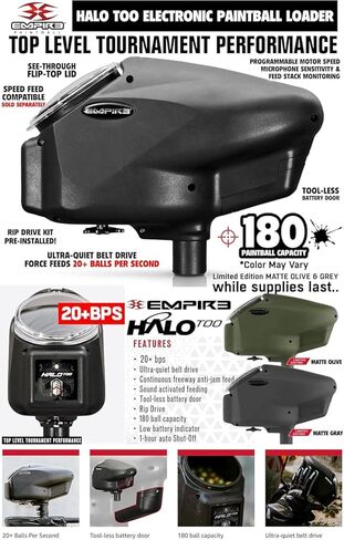 Maddog Empire Mini GS Full Auto Paintball Gun Marker w/ 48/3000 HPA Tank, Empire Halo Too Loader, Empire Helix Thermal Mask, Neck Protector, 4+3 Harness & (4) Pods Starter Package in Kuwait